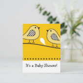 Bird Baby Shower Einladung::Gelb Einladung (Stehend Vorderseite)