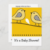 Bird Baby Shower Einladung::Gelb Einladung (Vorne/Hinten)