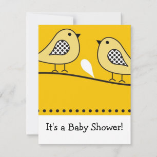 Bird Baby Shower Einladung::Gelb Einladung