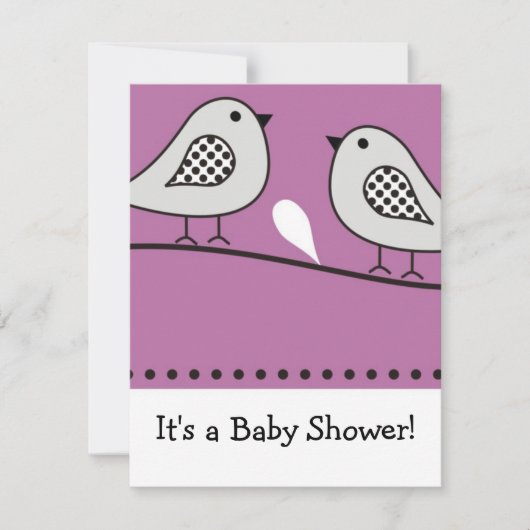Bird Baby Shower Einladung::Rosa Einladung (Vorderseite)
