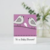 Bird Baby Shower Einladung::Rosa Einladung (Stehend Vorderseite)