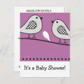 Bird Baby Shower Einladung::Rosa Einladung (Vorne/Hinten)