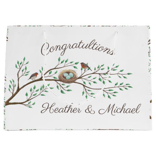 Bird Baby Shower Spring Große Geschenktüte (Vorderseite)