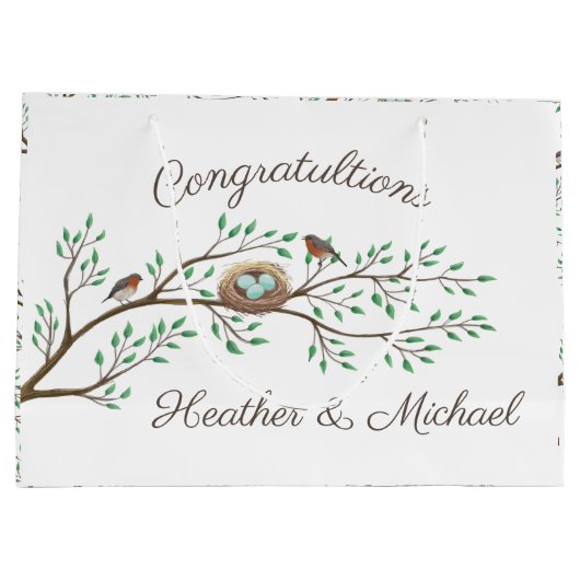 Bird Baby Shower Spring Große Geschenktüte (Rückseite)