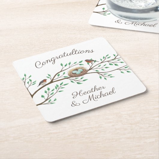 Bird Baby Shower Spring Rechteckiger Pappuntersetzer (angewinkelt)