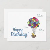 Bird Balloons Happy Birthday Postkarte (Vorne/Hinten)