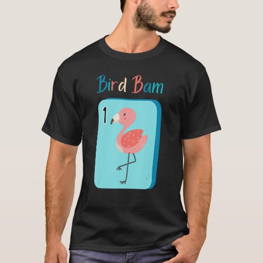 Bird Bam Mahjong Fun Flamingo für Mah Jongg Playe T-Shirt (Vorderseite)