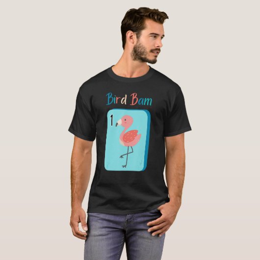 Bird Bam Mahjong Fun Flamingo für Mah Jongg Playe T-Shirt (Vorne ganz)