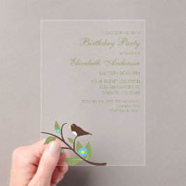 Bird Birthday Acryleinladungen