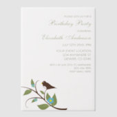 Bird Birthday Pergament Einladungen (Vorderseite)