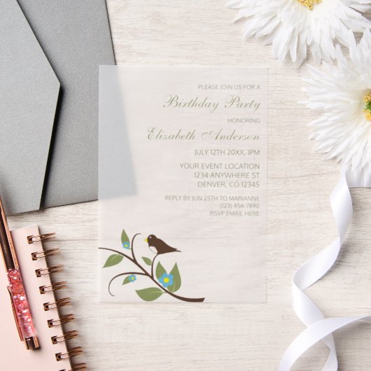 Bird Birthday Pergament Einladungen (Hochzeit)