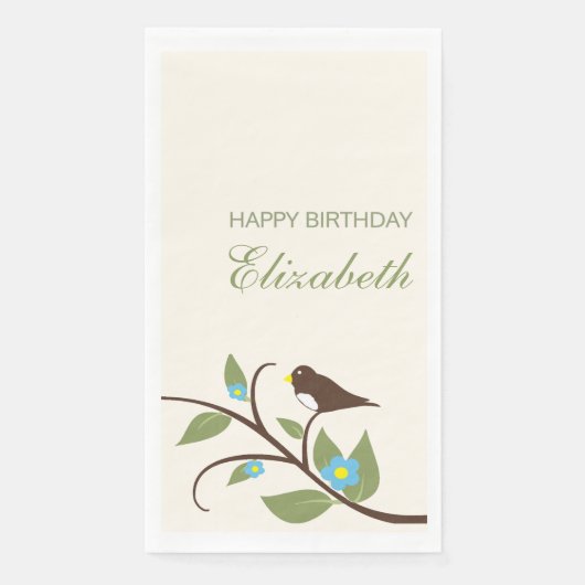Bird Birthday Serviette (Vorderseite)