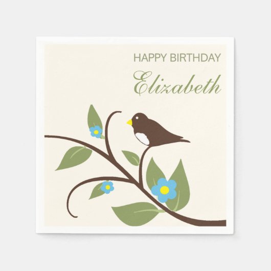 Bird Birthday Serviette (Vorderseite)