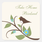 Bird Birthday Take Home Birdseed Quadratischer Aufkleber (Vorderseite)