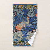 Bird Blue Chinesisch Stickerei Vintag Badhandtuch Set (Handtuch)