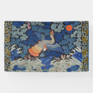 Bird Blue Chinesisch Stickerei Vintag Banner