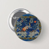 Bird Blue Chinesisch Stickerei Vintag Button (Vorne & Hinten)