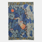 Bird Blue Chinesisch Stickerei Vintag Geschirrtuch (Vertikal)