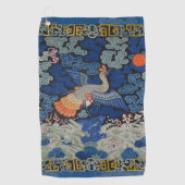 Bird Blue Chinesisch Stickerei Vintag Golfhandtuch (Vorderseite)