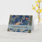 Bird Blue Chinesisch Stickerei Vintag Karte (Gelbe Blume)