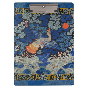 Bird Blue Chinesisch Stickerei Vintag Klemmbrett