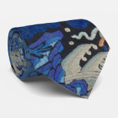 Bird Blue Chinesisch Stickerei Vintag Krawatte (Gerollt)