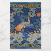 Bird Blue Chinesisch Stickerei Vintag Lebensmitteletikett (Einzelnes Label)