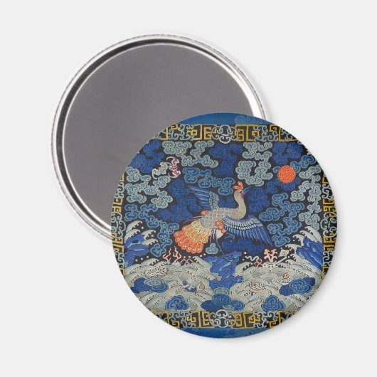 Bird Blue Chinesisch Stickerei Vintag Magnet (Vorderseite/Rückseite)