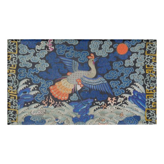 Bird Blue Chinesisch Stickerei Vintag Namenschild (Vorderseite)