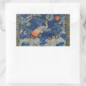 Bird Blue Chinesisch Stickerei Vintag Rechteckiger Aufkleber (Tasche)