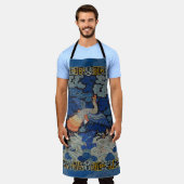 Bird Blue Chinesisch Stickerei Vintag Schürze (Getragen)