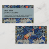Bird Blue Chinesisch Stickerei Vintag Visitenkarte (Vorne/Hinten)