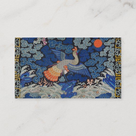 Bird Blue Chinesisch Stickerei Vintag Visitenkarte (Rückseite)