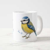 Bird Blue Tit Mug, Watercolour Garden Bird Art Jumbo-Tasse (Vorderseite Rechts)