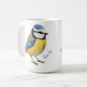 Bird Blue Tit Mug, Watercolour Garden Bird Art Kaffeetasse (Vorderseite Links)