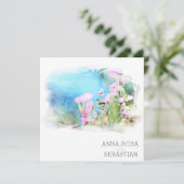 *~* Bird Blume AR12 FOTO UAWG + QR Hochzeit Einladung (Stehend Vorderseite)