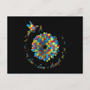 Bird Blume Ribbon Puzzle Live Liebe Akzeptieren Au Postkarte