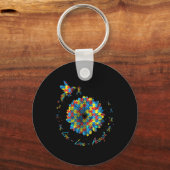 Bird Blume Ribbon Puzzle Live Liebe Akzeptieren Au Schlüsselanhänger (Vorderseite)