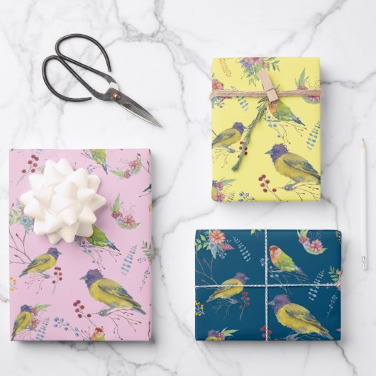 Bird Botanical Geschenkpapier Set (Vorderseite)