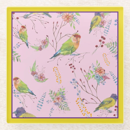 Bird Botanical Glasuntersetzer (Vorderseite)