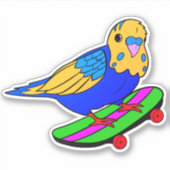 Bird Budgie Skateboard 4" Kiss Cut Vinyl Sticker (Vorderseite)