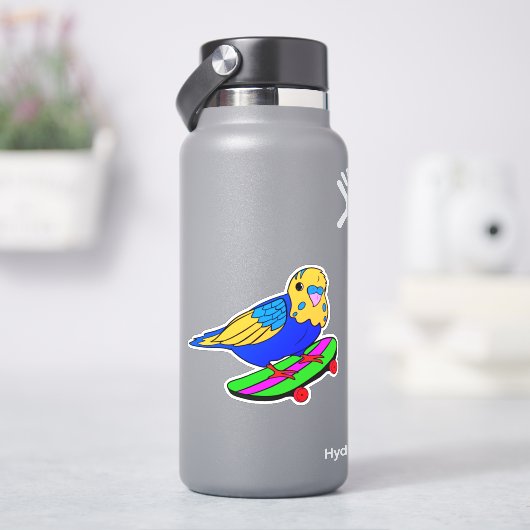Bird Budgie Skateboard 4" Kiss Cut Vinyl Sticker (HydroFlask)