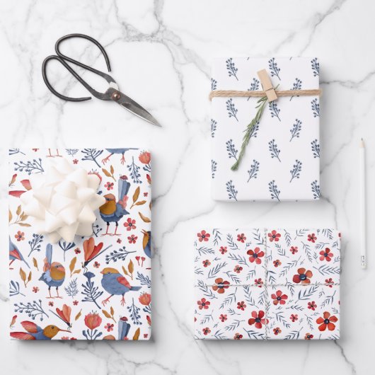 Bird, Bugs & Magenta Geschenkwrap Geschenkpapier Set (Vorderseite)