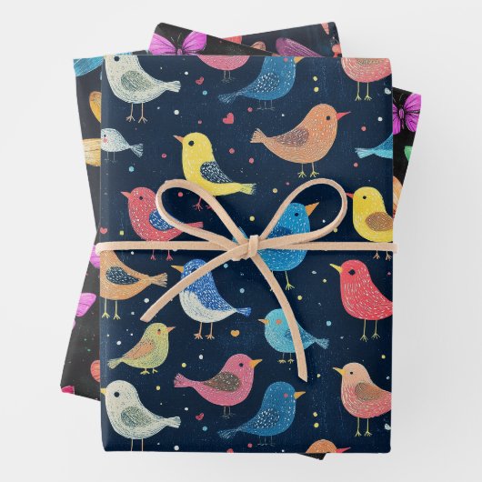 Bird, Butterfly & Dragonfly Muster Sweet Gift Set Geschenkpapier Set (Beispiel)