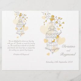 Bird cage gelb grau großes Hochzeitsprogramm