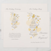 Bird cage gelb grau großes Hochzeitsprogramm (Vorne/Hinten)