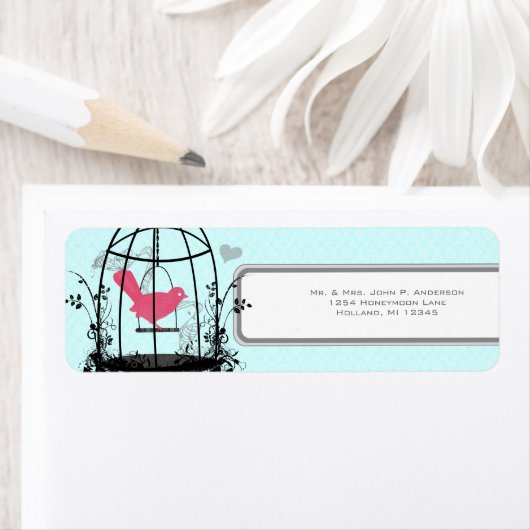 Bird Cage Pink Bird Musical Notes and Heart (Insitu)