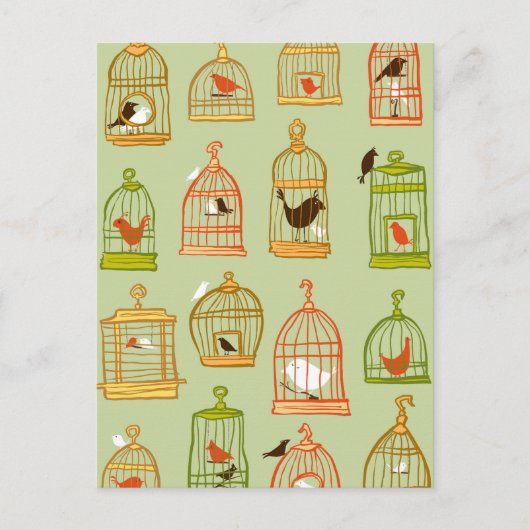 Bird Cages on Green Postkarte (Vorderseite)