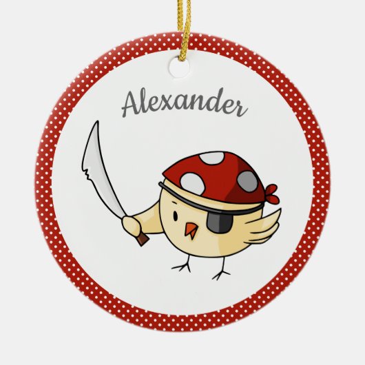 Bird Captain Pirate Themed Personalisiert Keramik Ornament (Vorne)