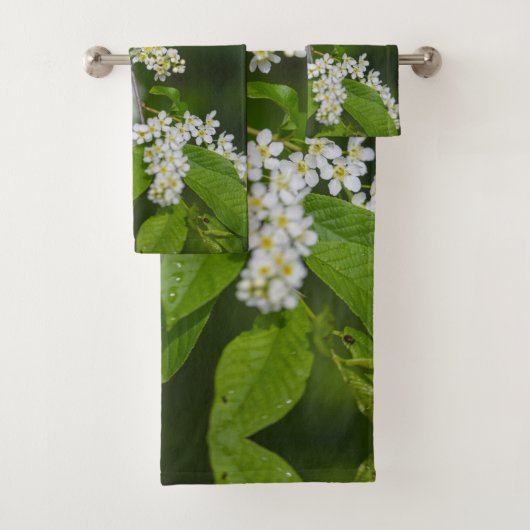 Bird Cherry Tree blüht Blume grün Badhandtuch Set (Insitu)